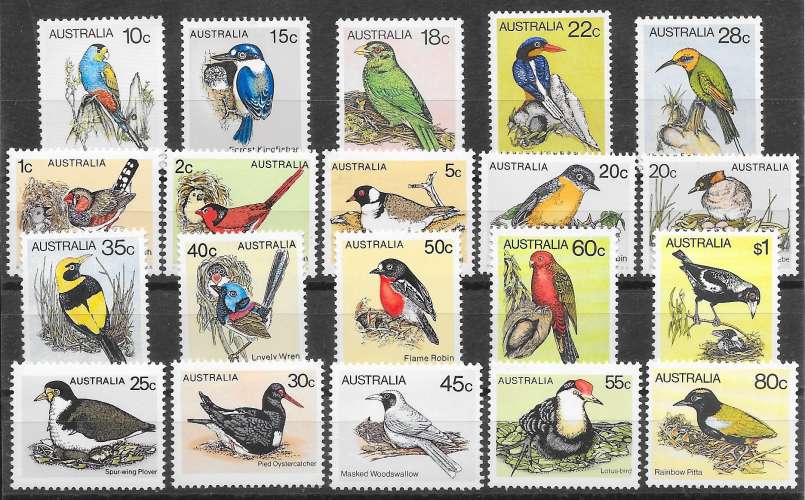 oiseau - Australie entre/between n°636 & 721 1978-80 **