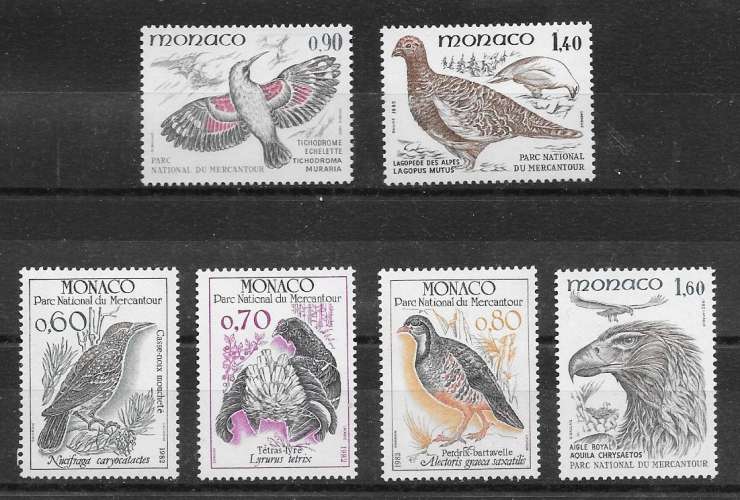 oiseau - Monaco n°1316 à/to 1321 aigle lagopède perdrix tétras-lyre 1982 **