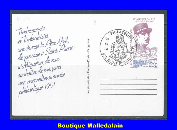 FRANCE SPM - Carte maximun - YT 521 - Général De Gaulle - Cachet 975 Saint-Pierre - TBE - CMHT 8