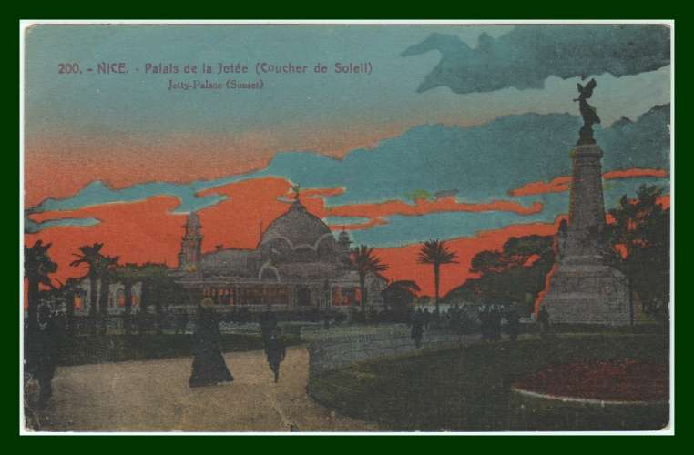 CPA (06) NICE Palais de la Jetée coucher de Soleil voy 1924
