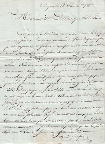 Lettre du 12 floréal an 7 
