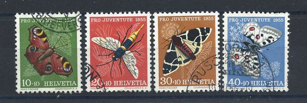 Suisse N°568/71 Obl (FU) 1955 - Insectes et Papillons