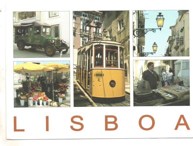 cpm Portugal Lisbonne mulitivues ( tramway ) timbrée Skate YT3382