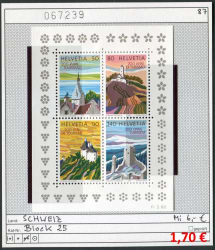 Suisse 1987 - Michel bloc 25 -  ** neuf