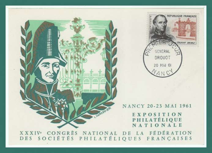 Carte Maximum N° 1298 Général Drouot NANCY 1961