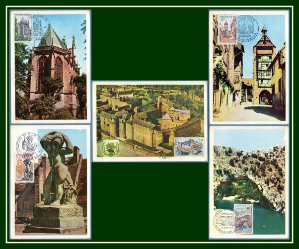Carte Maximum N° 1683 à 1687 Série Touristique 1971