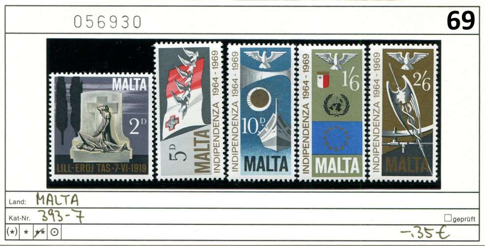 Malte 1969 - Michel 393-397 - ** neuf mnh postfris - 