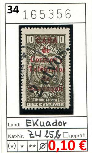 Equateur 1934 - Michel ZW 25 b - oo oblit.