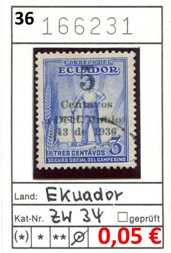 Equateur 1936 - Michel ZW 34 - oo oblit.