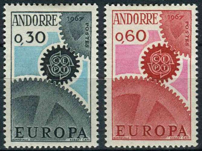 ANDORRE FR 1967 NEUF* charnière N° 179 180 europa