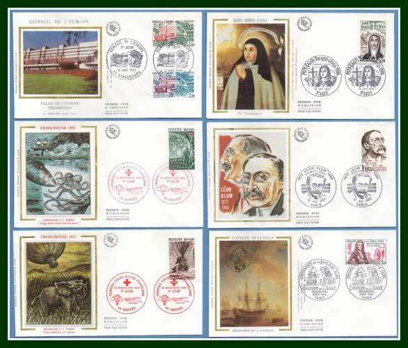 Lot de 66 FDC soie diff.1982 (cote + 250 €) 10 SCANS !