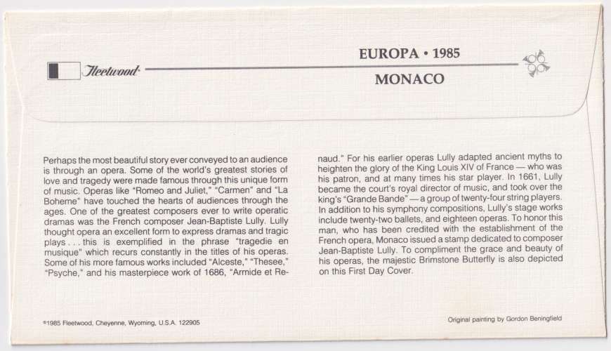 Monaco FDC 1985 Y&T 1460 - Europa (scan dos) 