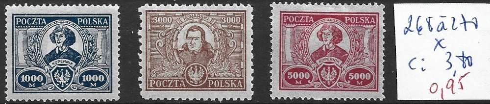 POLOGNE 268 à 270 * côte 3.80 €