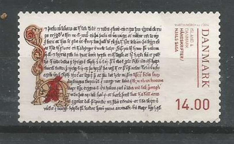 Danemark  2014 -.YT 1766 - Manuscrit - cote 2,80