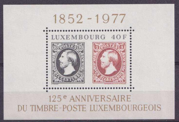Luxembourg BF 1977 Y&T 10 neuf ** - Premiers timbres poste 