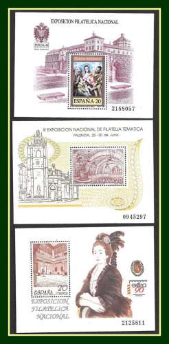 Espagne 3 Blocs N° 40 + 42 + 43 ** MNH Expo. Phil. 1990