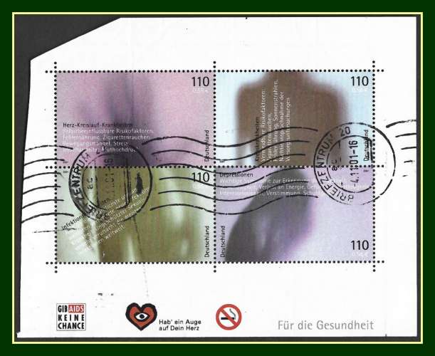Allemagne Bloc N° (Mi) 54  Obl. Pour la Santé 2001 (marge coupée en partie gauche)