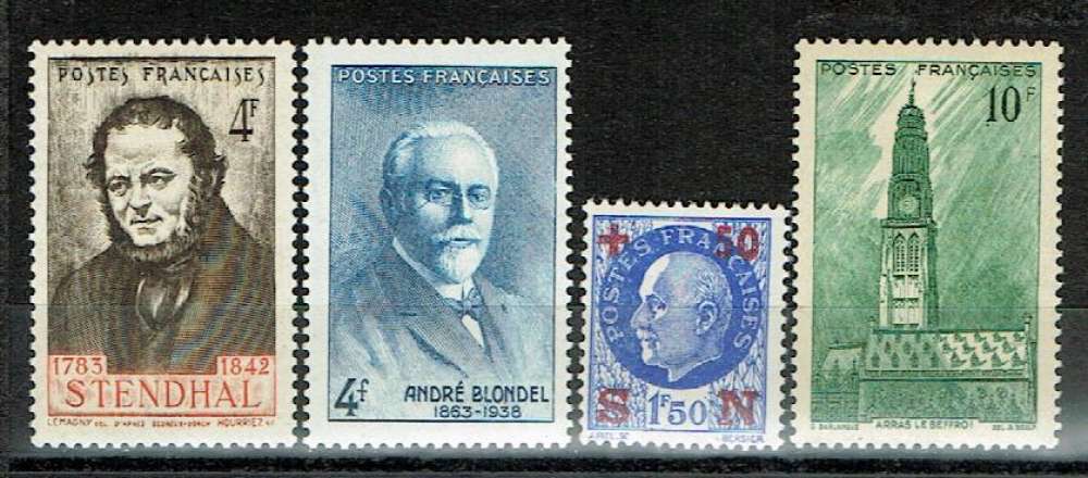 FRANCE 1942 - YT 550 551 552 567 MNH.