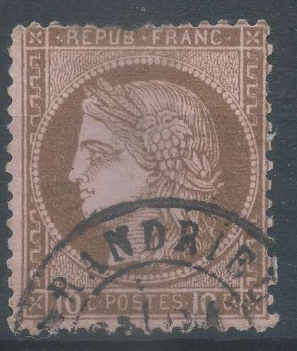 Lot n°85182 Variété/n°54, indice 10, Oblitéré cachet à date GRANDRIEU(46), fond ligné horizontal, lé