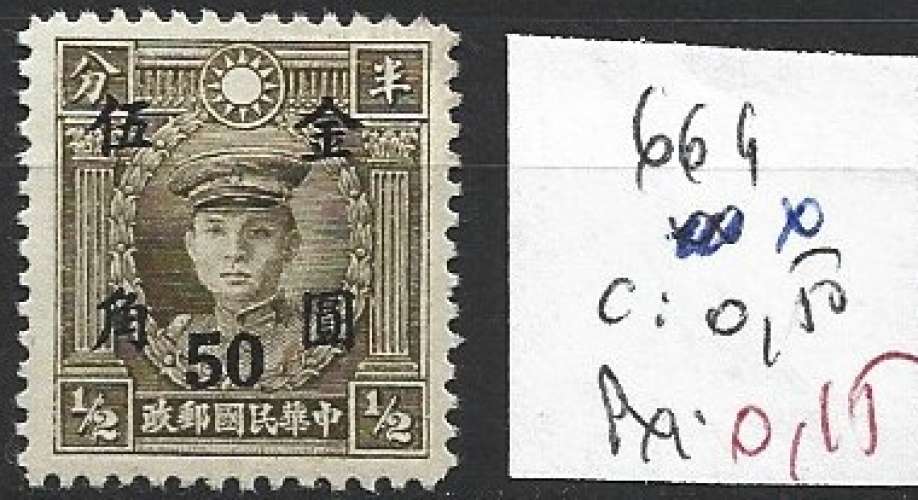 CHINE 664 * côte 0.50 €