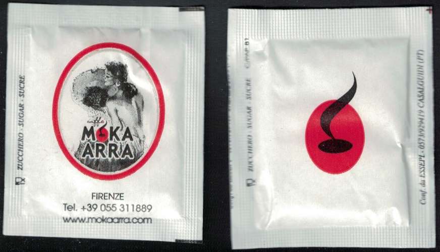 Italie Sachet Sucre Sugar Bag Zucchero Caffé Moka Arra Firenze
