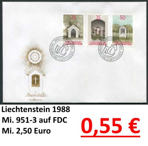 Liechtenstein 1988  - Michel 951-953 - oo oblit. - sur FDC 
