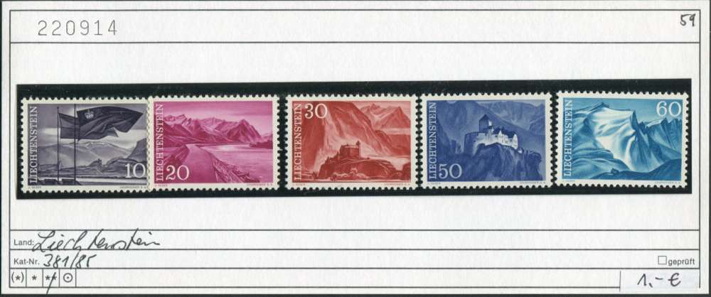 Liechtenstein 1959  - Michel 381-385 - ** neuf mnh - 