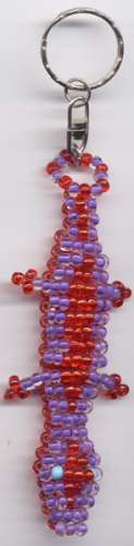 Porte-clefs en perles - Crocodile orange et violet