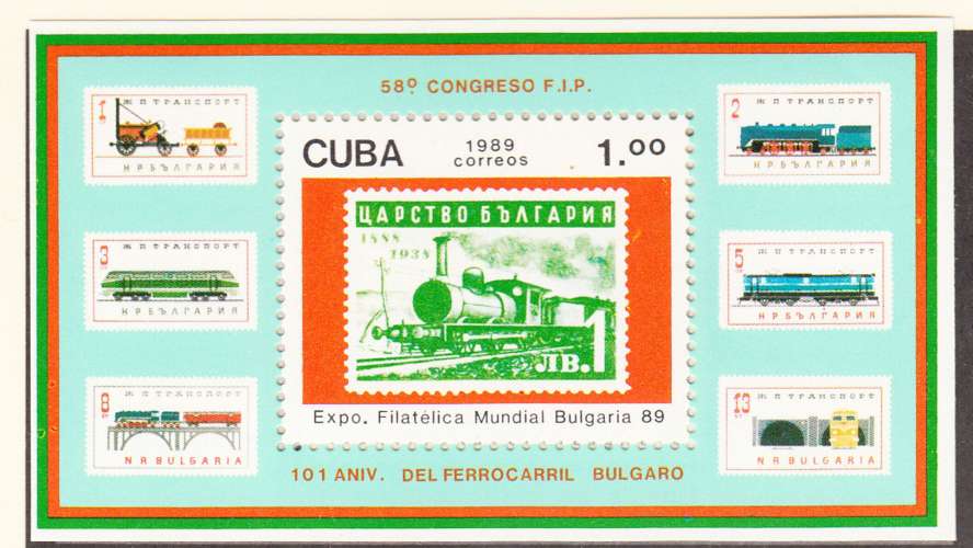 CUBA - 1989 - Train - Yvert BF 114 neuf **