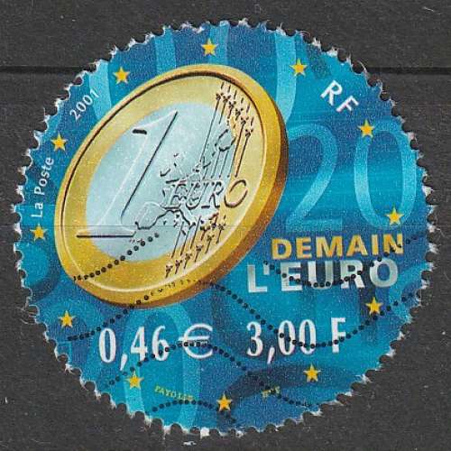 Timbre oblitéré n° 3402(Yvert) France 2001 - Demain l'Euro