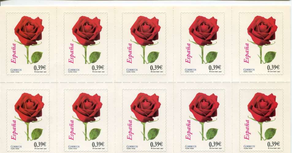 Espagne - 2007- YT 3903 - Carnet adhésif Flora : Rosa - **