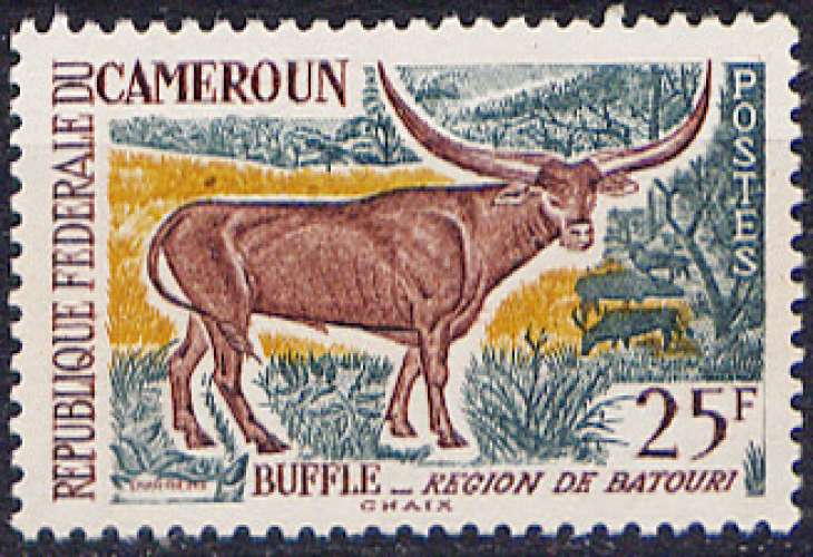 Timbre neuf * n° 351(Yvert) Cameroun 1962 - Buffle, voir description