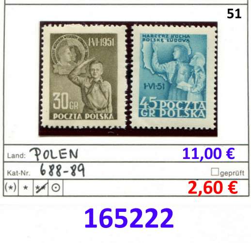 Pologne 1951 - Michel 688-689 - ** neuf  mnh