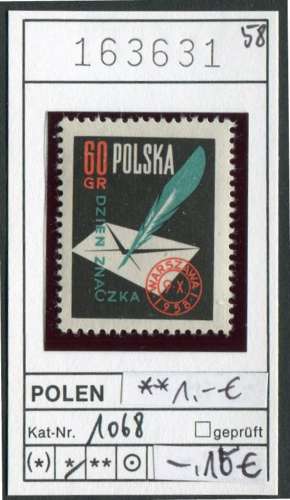 Pologne 1958 - Michel 1068 - * mh