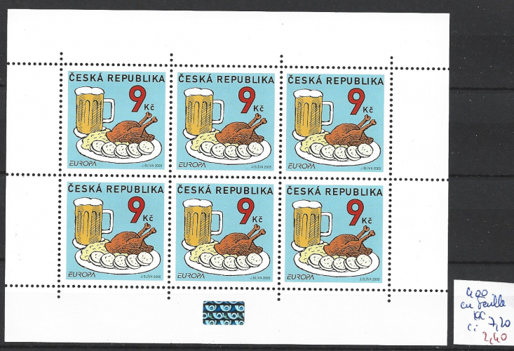 REPUBLIQUE TCHEQUE 400 en feuille ** côte 7.20 €