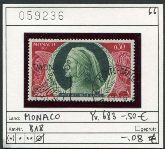 Monaco 1966 - Yvert 683 - Michel 818 - oo oblit. - 