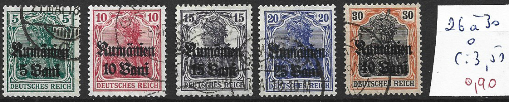 ROUMANIE occupation allemande 26 à 30 oblitérés  côte 3.50 €