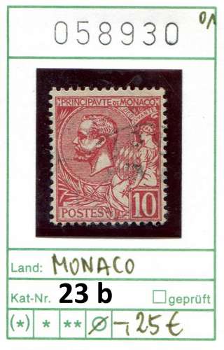 Monaco 1901 - Yvert 23 a - Michel 23 b - oo oblit. - 