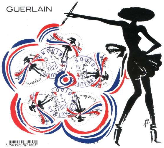 France 2020 148 Bloc oblitéré rond  Saint Valentin Cœurs Guerlain