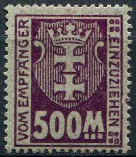 DANTZIG 1923 NEUF* charnière TAXE N° 19