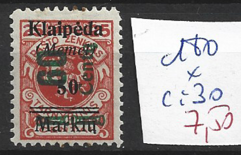 MEMEL ALLEMAND 180 * côte 30 €