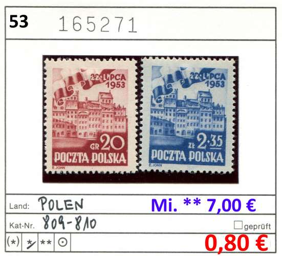 Pologne 1952 - Michel 809-810 - * mh - 