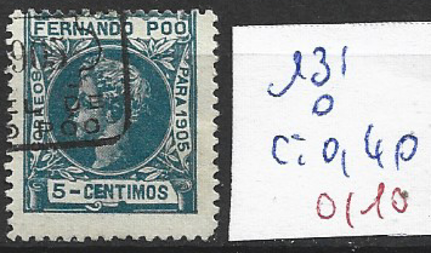 FERNANDO POO 131 oblitéré  côte 0.40 €