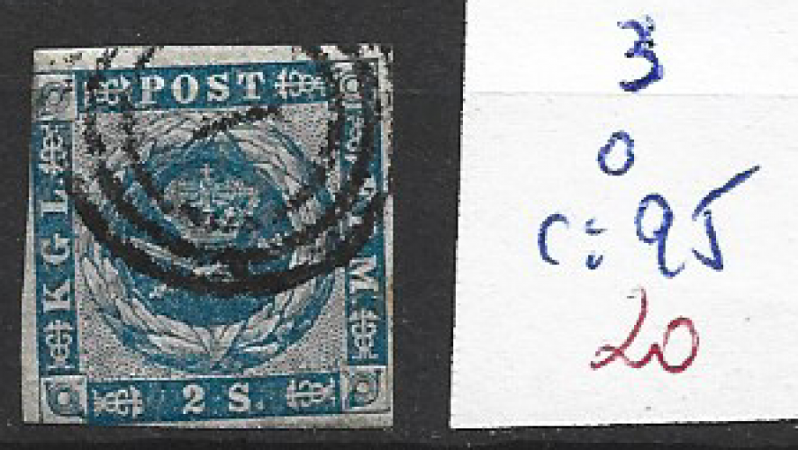 DANEMARK 3 oblitéré côte 95 € 