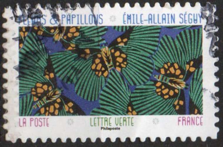 2023 - Adhésif YT N° 2284 - Fleurs et Papillons - Cachet rond
