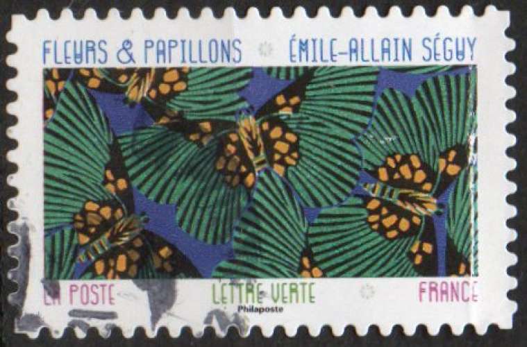2023 - Adhésif YT N° 2284 - Fleurs et Papillons - Cachet rond