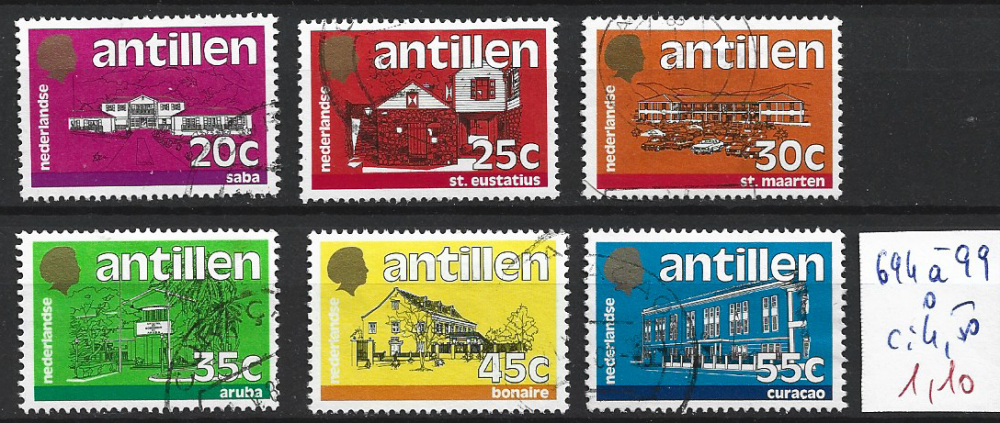 ANTILLES NEERLANDAISES 694 à 699 oblitérés côte 4.50 €