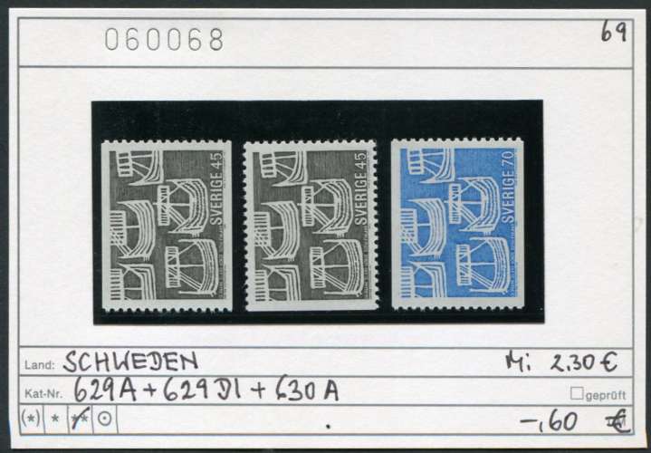 Suède 1969 - Michel 629-630 A + 629 Dl - ** neuf mnh