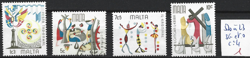MALTE 520 à 523 sans gomme ( 521 oblitéré ) côte 4 € 