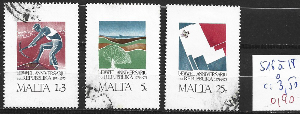 MALTE 516 à 518 oblitérés côte 3.50 € 
